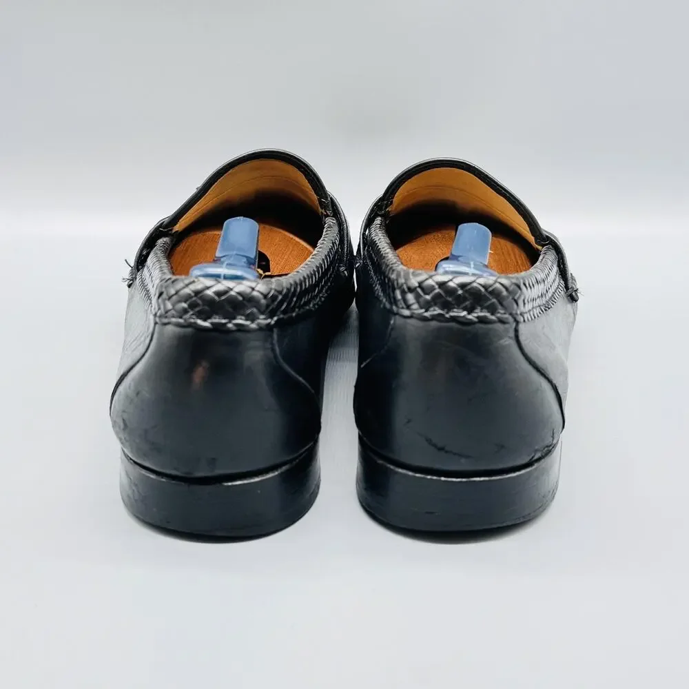 Allen Edmonds Shoes Mens 12 Black Leather Maxfield Kiltie Tassel Loafers Braided